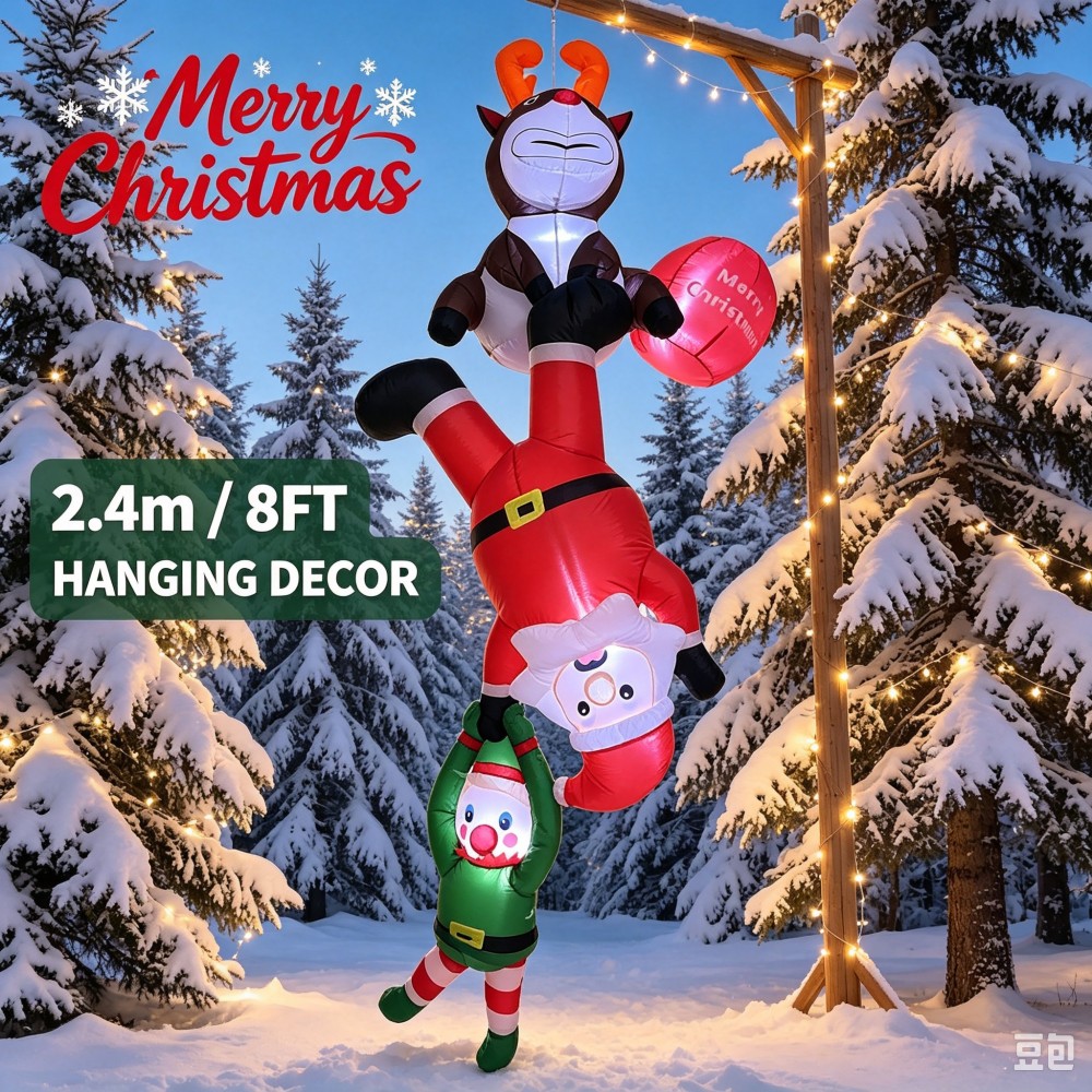 Santa'S Elves Holiday Lighting & Decor Llc - 8-stopowa, wisząca, nadmuchiwana dekoracja świąteczna w